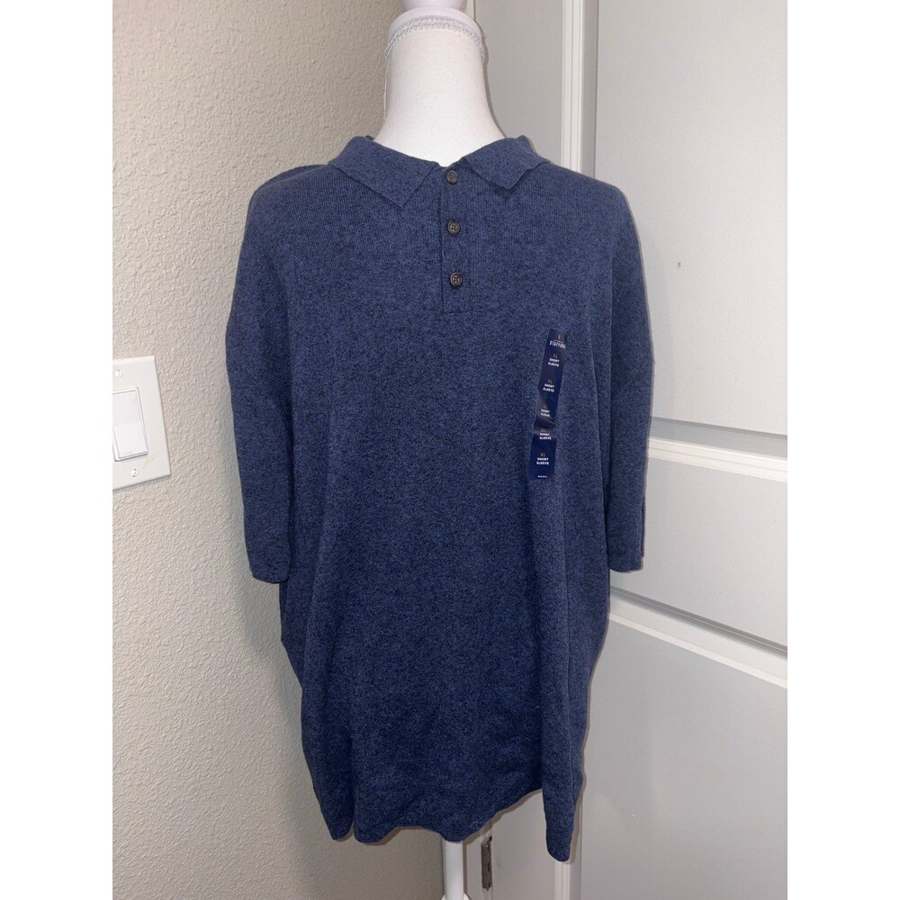 Stafford linen blend short sleeve button front polo NWT XL